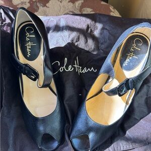 Cole Haan Black Peep Toe Heels
